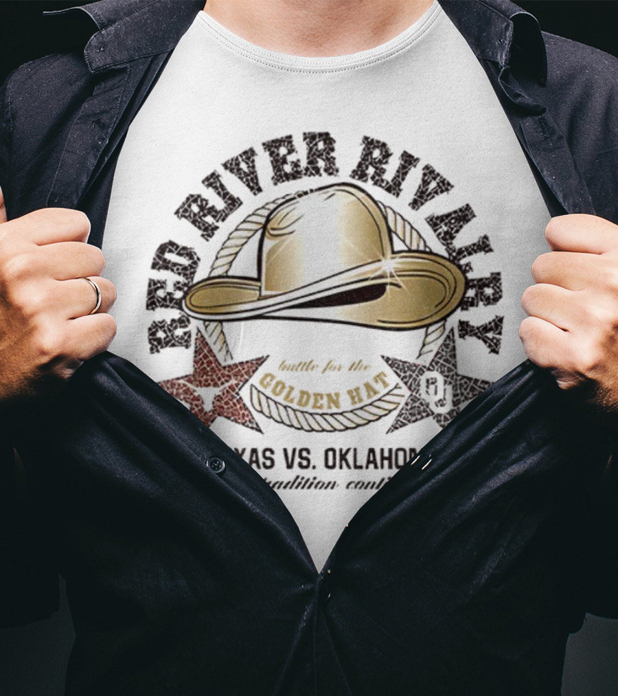 Red River Rivalry Texas Vs Oklahoma Golden Hat Tradition Showdown T-Shirt