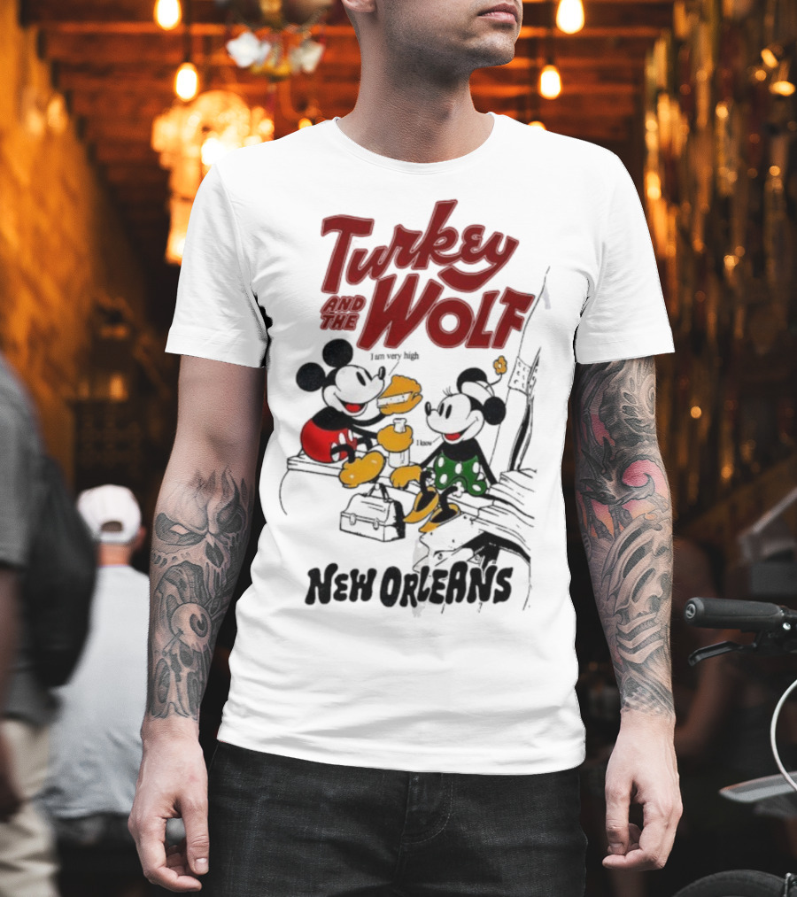 Turkey And The Wolf Mickey Mouse Minnie Mouse New Orleans Cheese T-Shirt