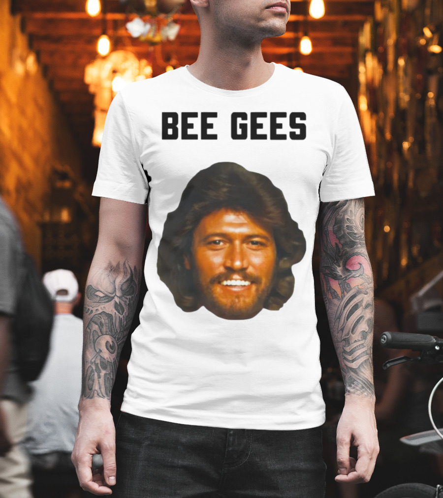 Barry Gibb Bee Gees Iconic Face Retro 70s Style T-Shirt