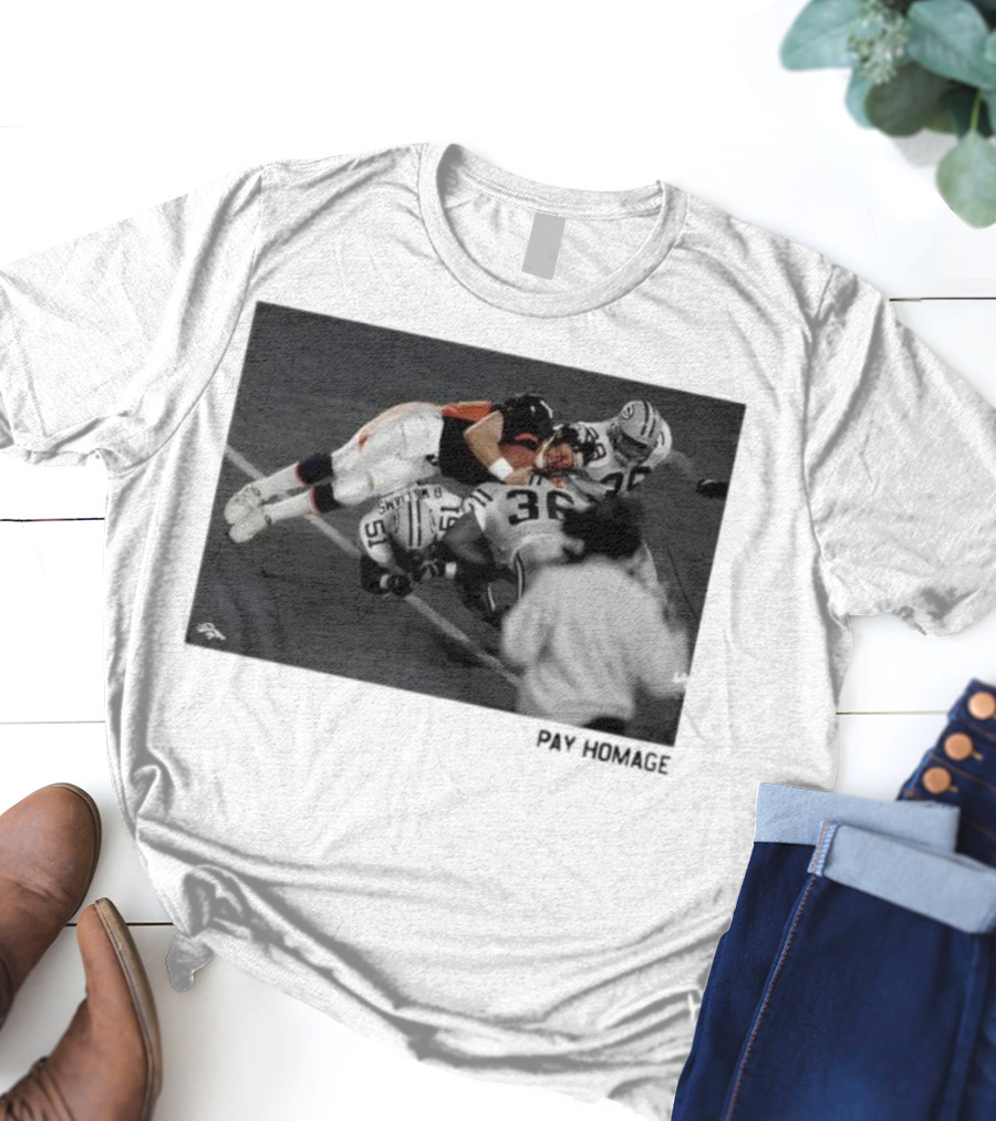 Denver Broncos John Elway Ash Pay Homage Iconic Football Moment T-Shirt