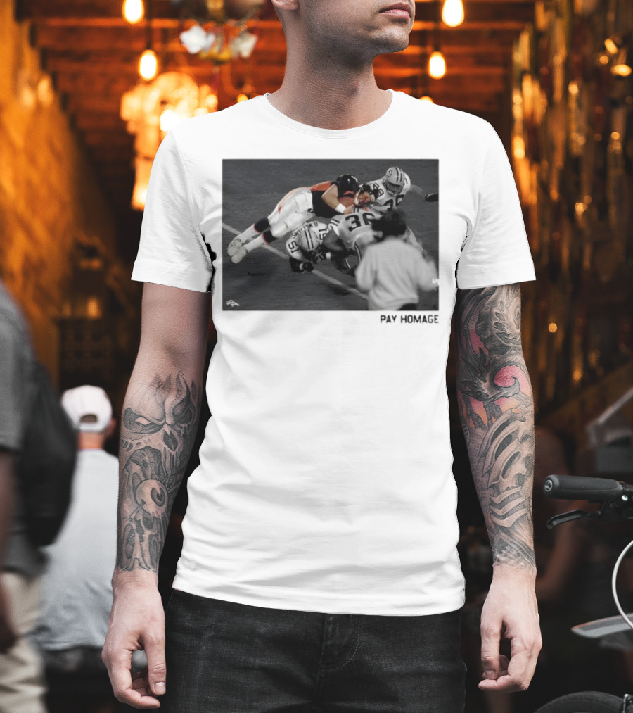 Denver Broncos John Elway Ash Pay Homage Iconic Football Moment T-Shirt