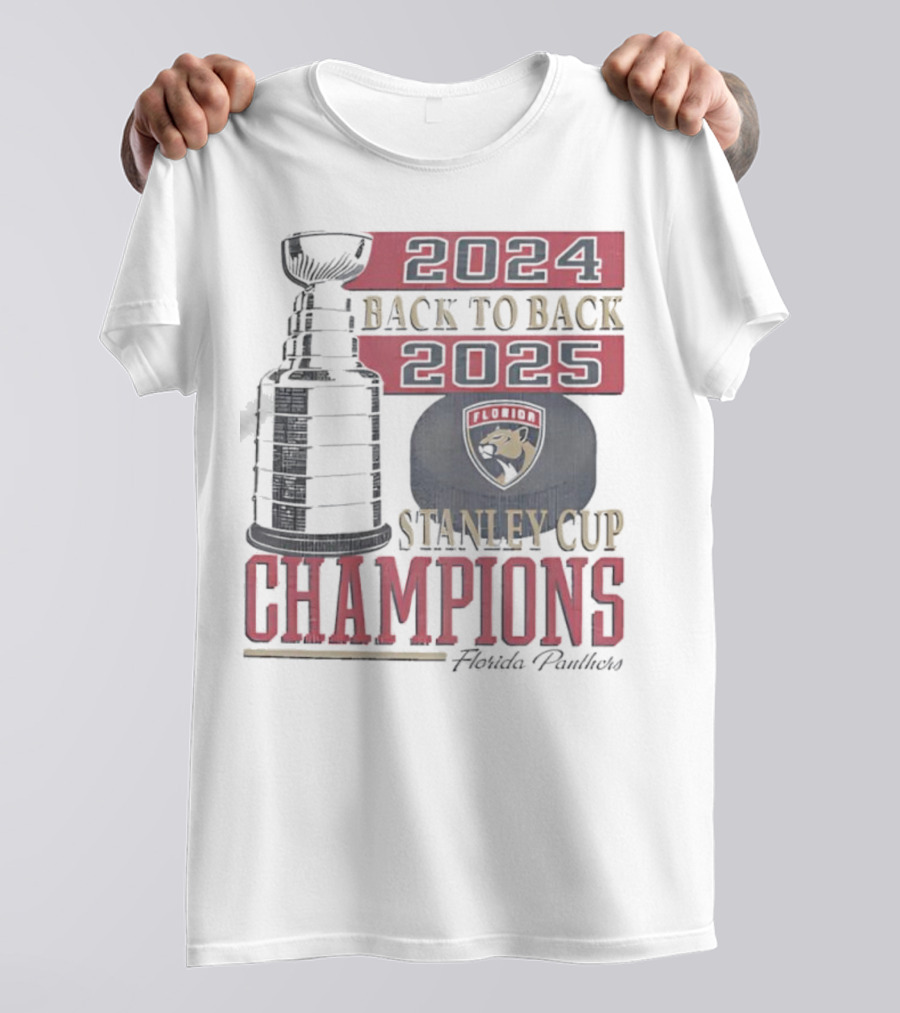 Florida Panthers 2024 2025 Back To Back Stanley Cup Champions Vintage 47 White T-Shirt