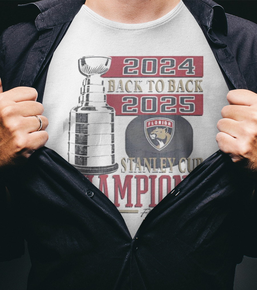 Florida Panthers 2024 2025 Back To Back Stanley Cup Champions Vintage 47 White T-Shirt
