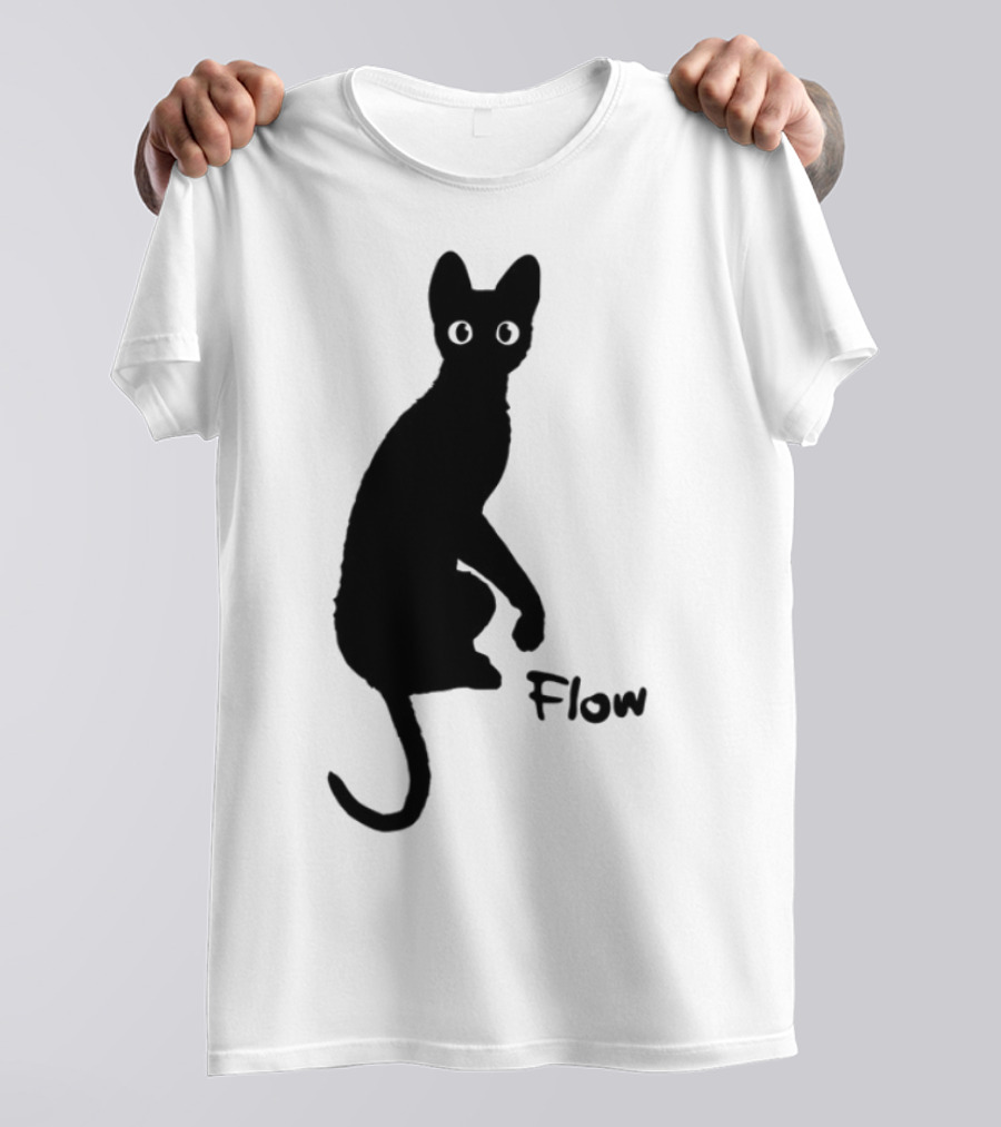 Flow Movie India Ink Cat Silhouette T-Shirt