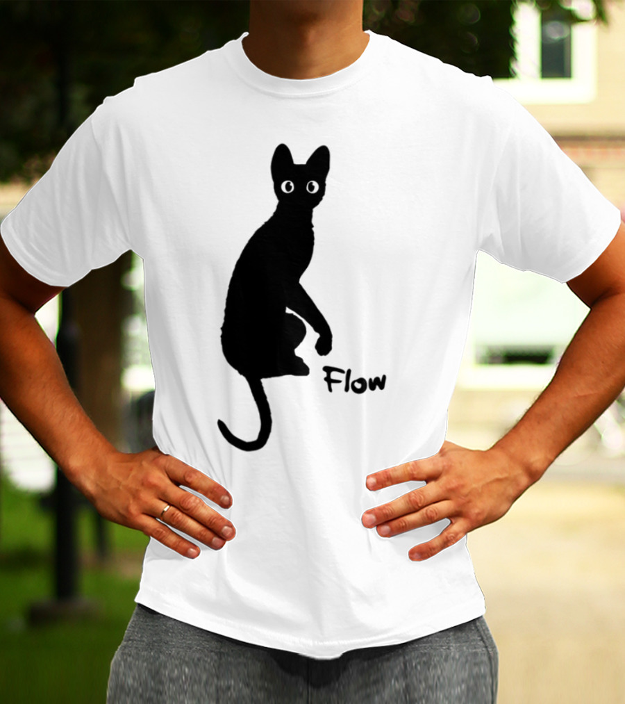 Flow Movie India Ink Cat Silhouette T-Shirt