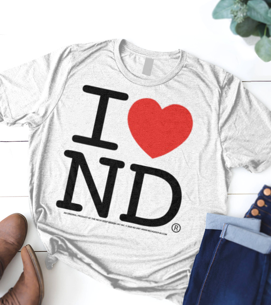 I Heart ND Red Heart Graphic T-Shirt