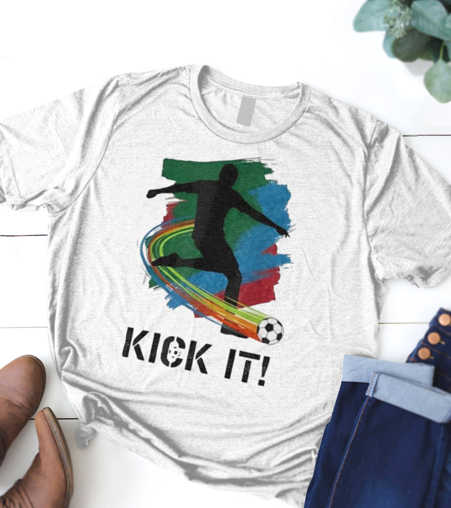 Kick It Soccer Player Rainbow Trail T-Shirt