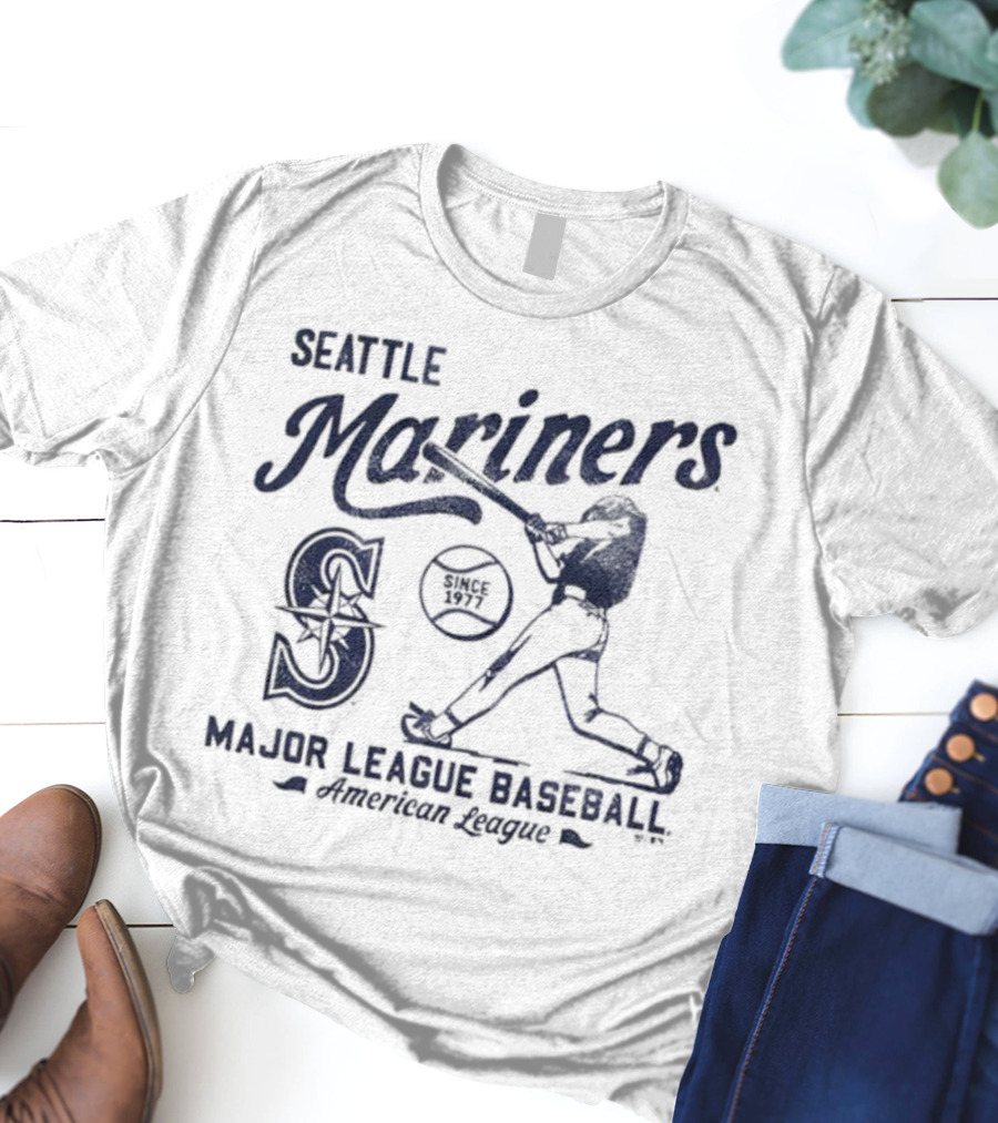 Seattle Mariners Major League Baseball Regional Foundation Slogan Player Silhouette T-Shirt