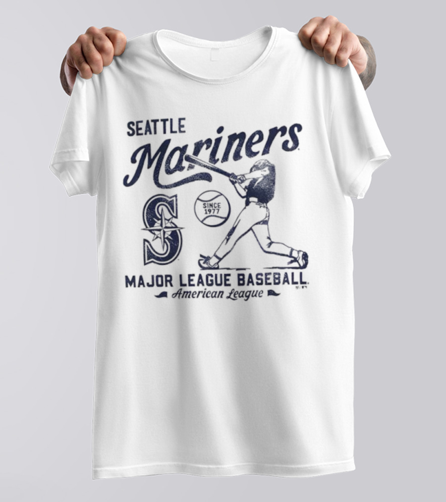 Seattle Mariners Major League Baseball Regional Foundation Slogan Player Silhouette T-Shirt