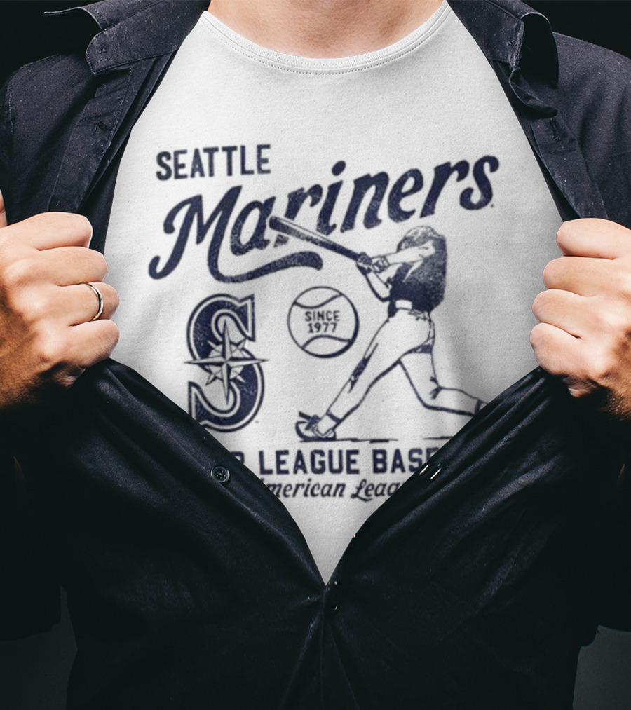 Seattle Mariners Major League Baseball Regional Foundation Slogan Player Silhouette T-Shirt