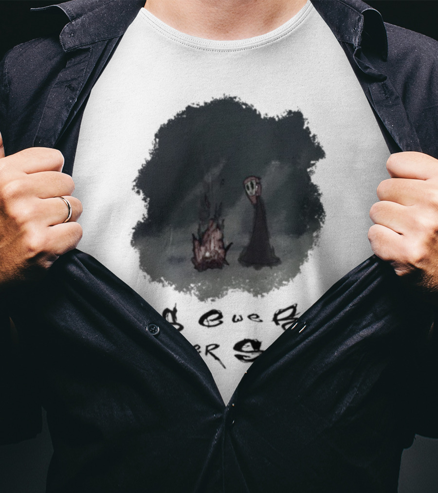 Sewerperson Campfire Mountain Forest Scene T-Shirt