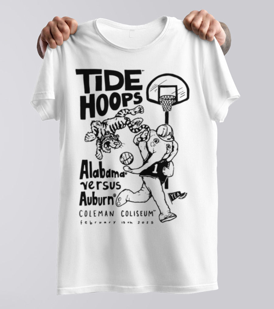 Tide Hoops Alabama Versus Auburn Basketball Showdown Crimson Night T-Shirt