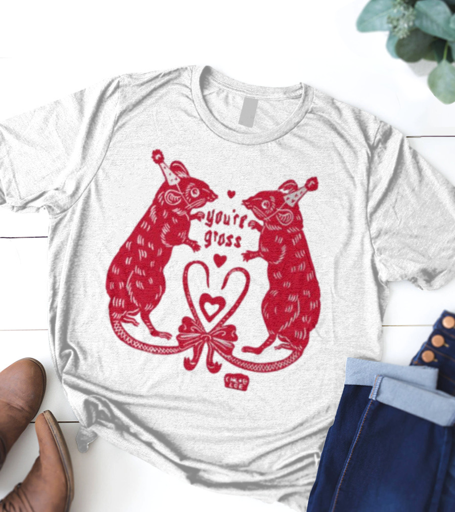 You're Gross Rats Party Hat Love Hearts T-Shirt