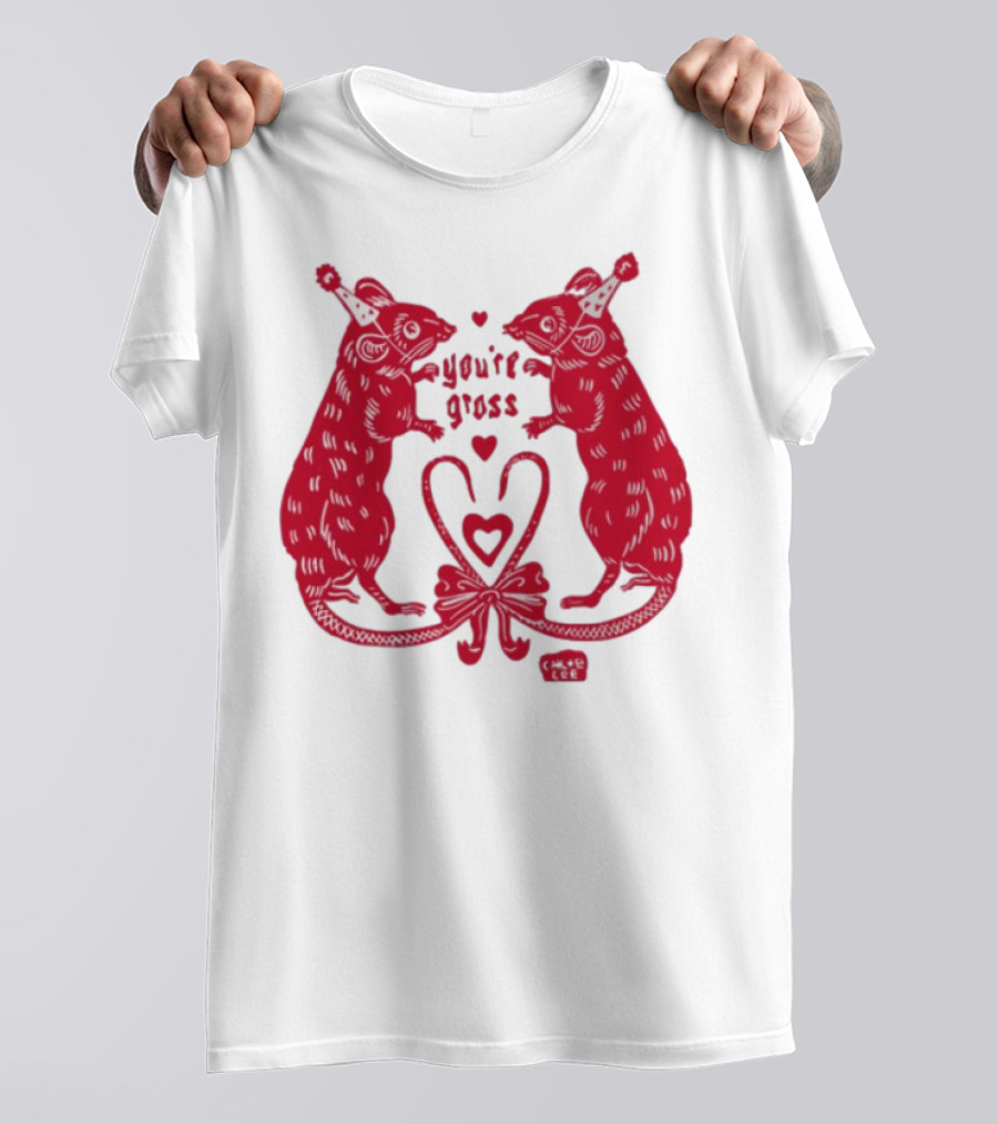 You're Gross Rats Party Hat Love Hearts T-Shirt