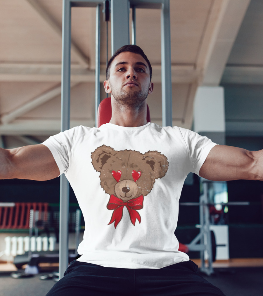 I Love You Beary Much Heart Eyes Teddy Bear Red Bow T-Shirt