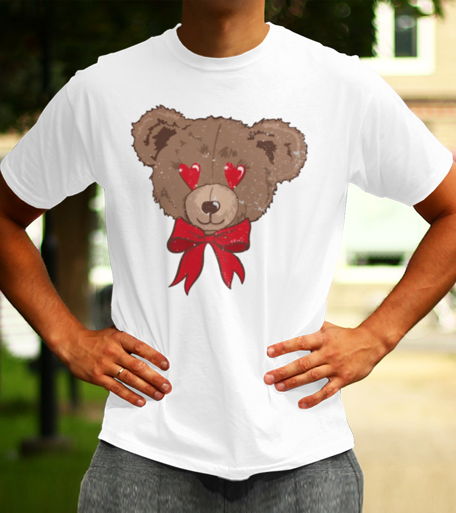 I Love You Beary Much Heart Eyes Teddy Bear Red Bow T-Shirt