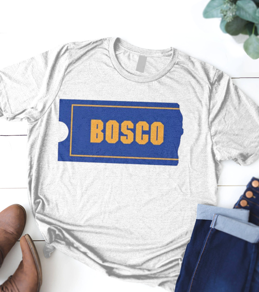 Bosco Blue Ticket Style Bold Text Design T-Shirt