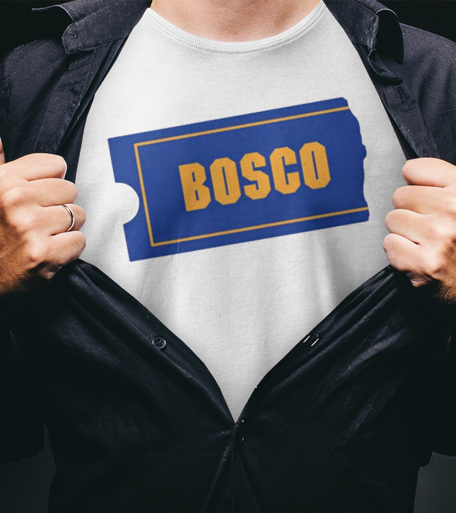 Bosco Blue Ticket Style Bold Text Design T-Shirt