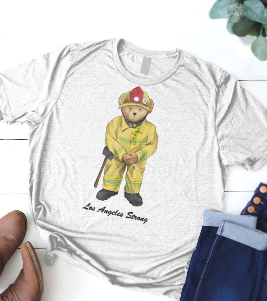 Michael Cherman Firefighter Bear Support Los Angeles Strong T-Shirt