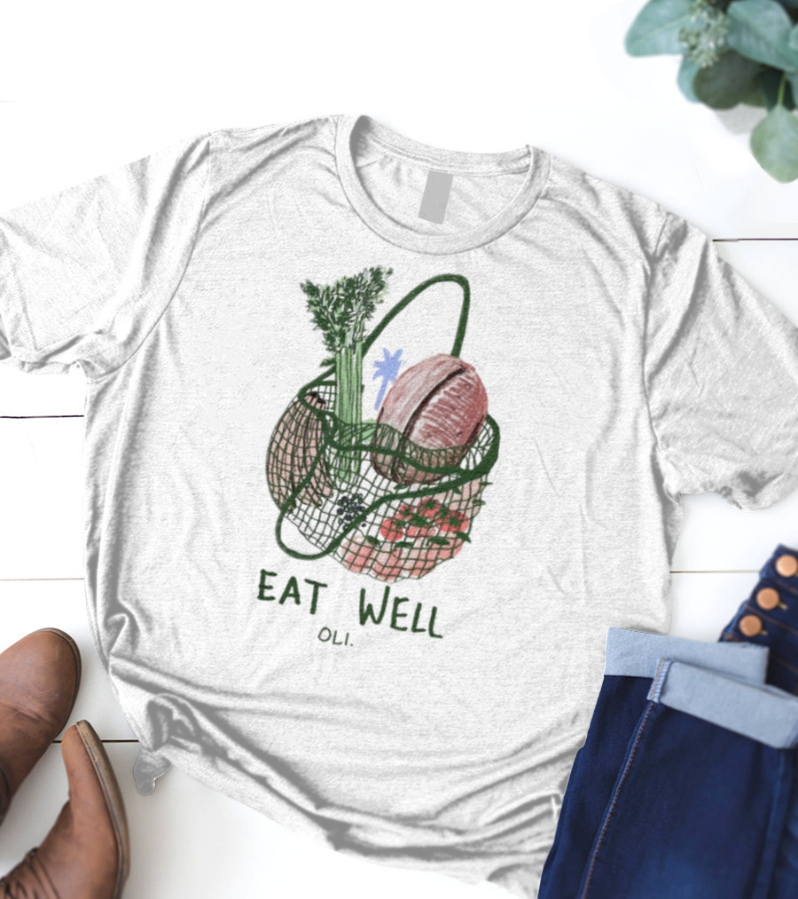 Eat Well Oli Vegetable Basket Illustration T-Shirt