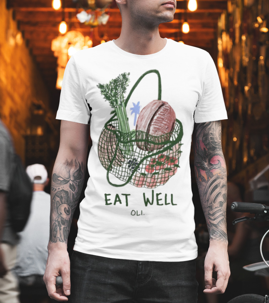 Eat Well Oli Vegetable Basket Illustration T-Shirt