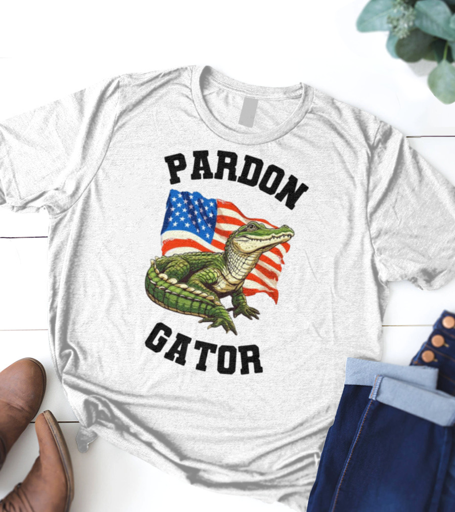 Patriotic American Flag Alligator Pardon Gator T-Shirt