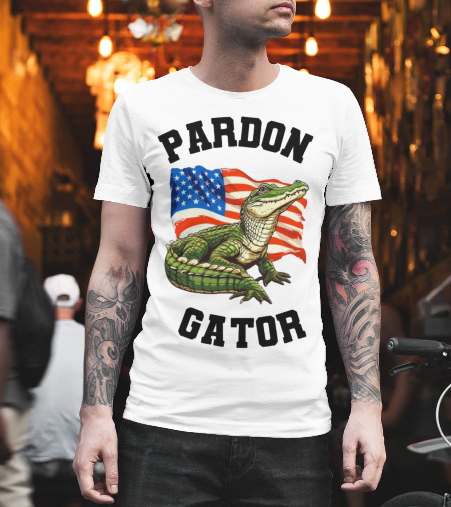 Patriotic American Flag Alligator Pardon Gator T-Shirt