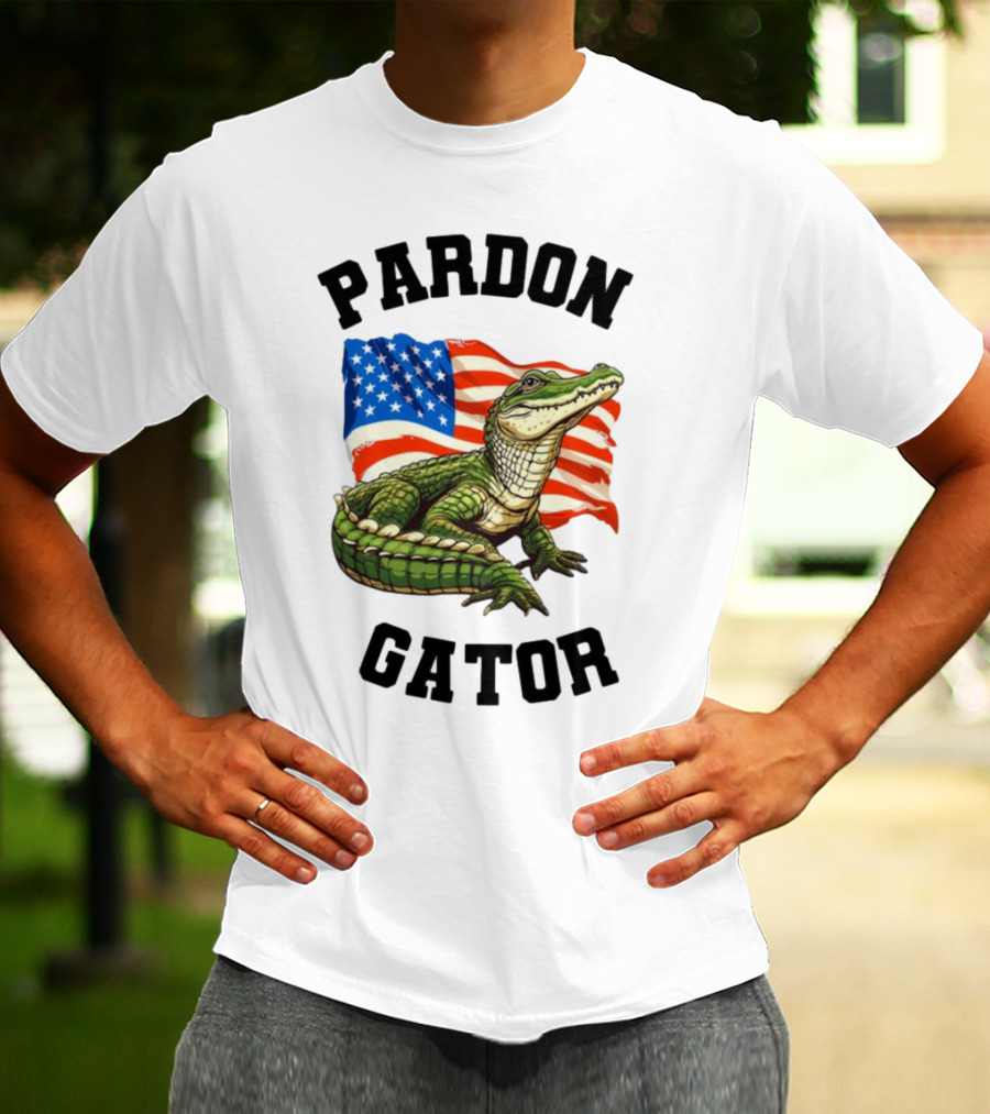 Patriotic American Flag Alligator Pardon Gator T-Shirt