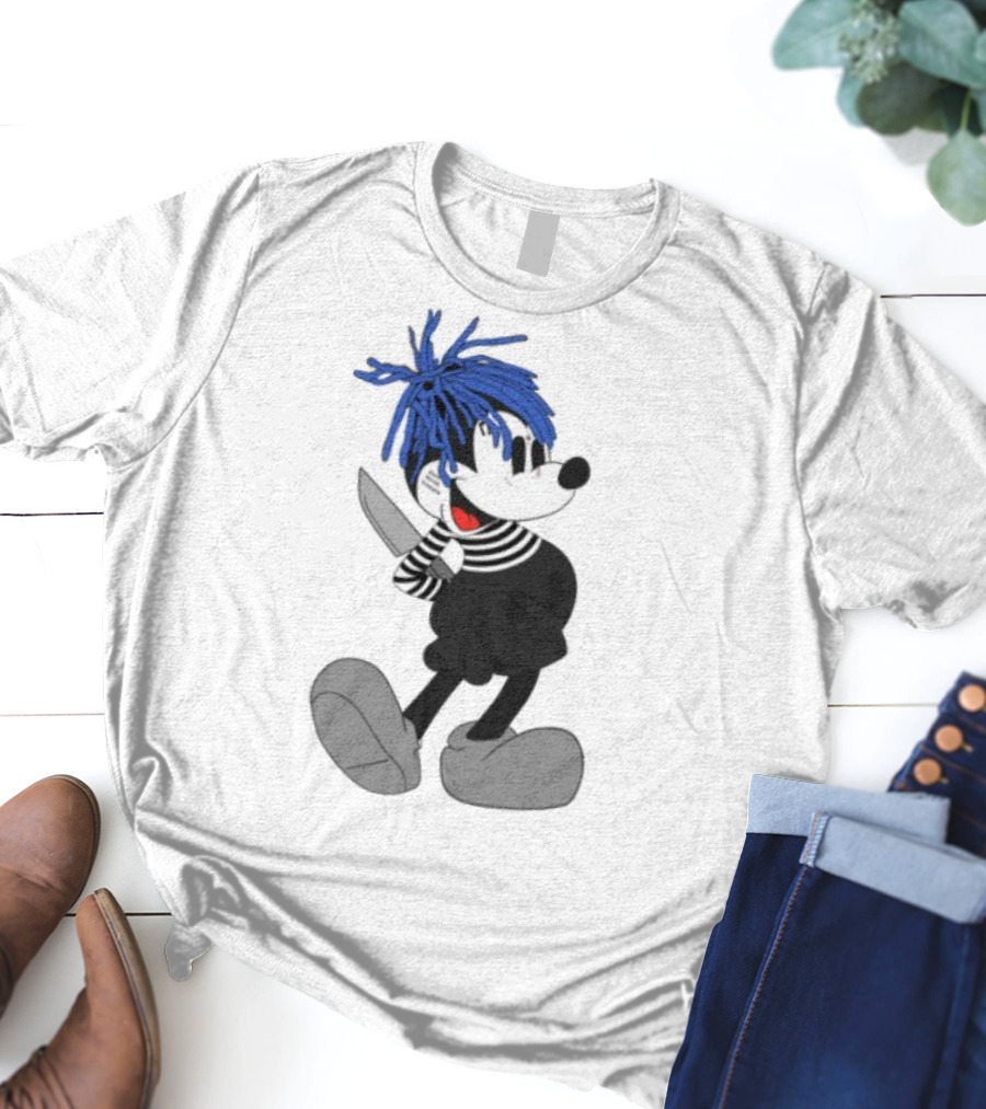 Revenge X Sad Mickey Mouse Knife Emotive Punk Mashup T-Shirt