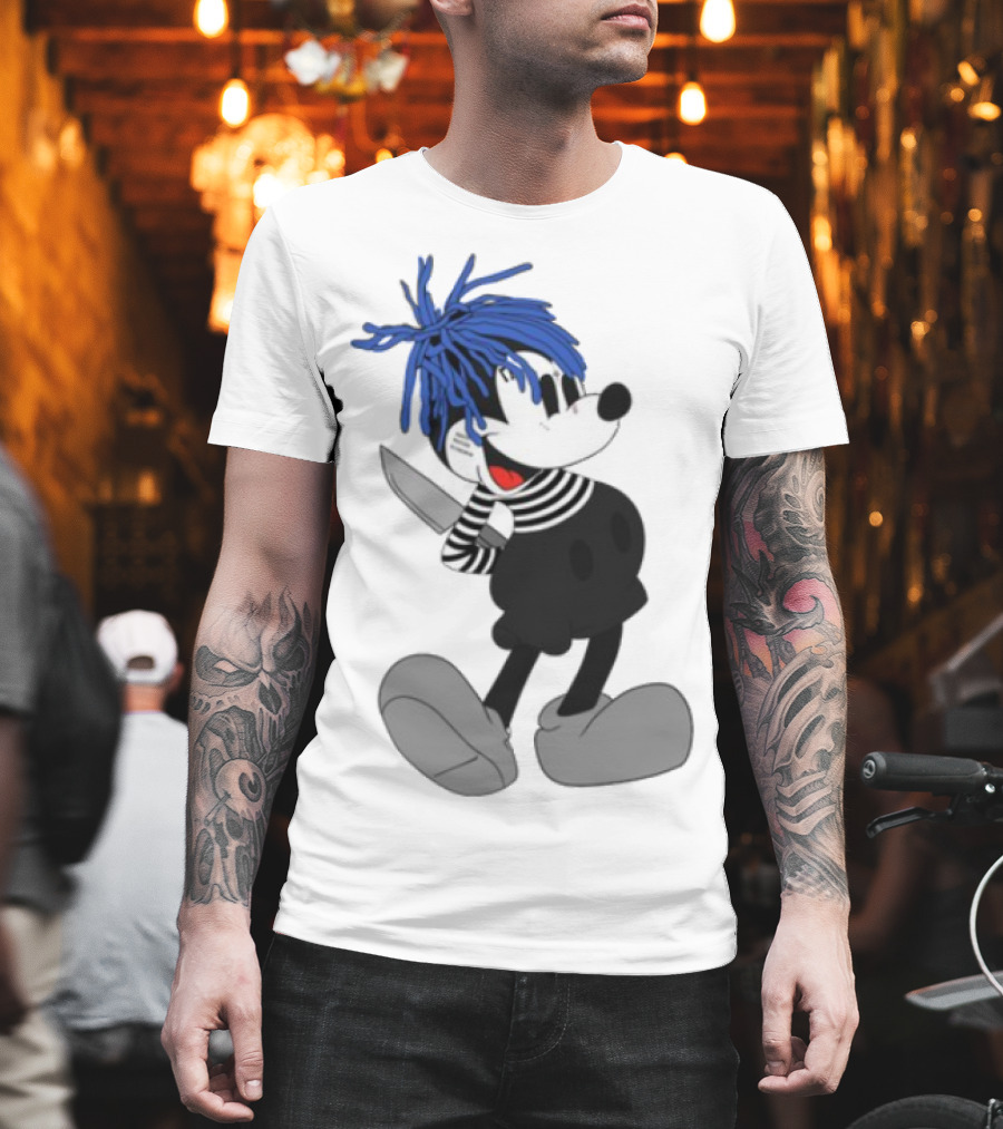 Revenge X Sad Mickey Mouse Knife Emotive Punk Mashup T-Shirt