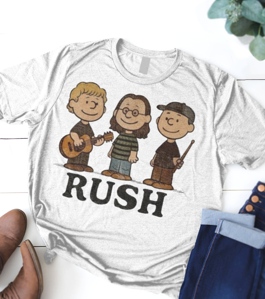 Charlie Brown Peanuts Characters Styled As Rush Band Members T-Shirt