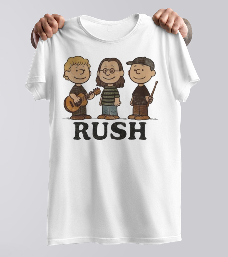 Charlie Brown Peanuts Characters Styled As Rush Band Members T-Shirt