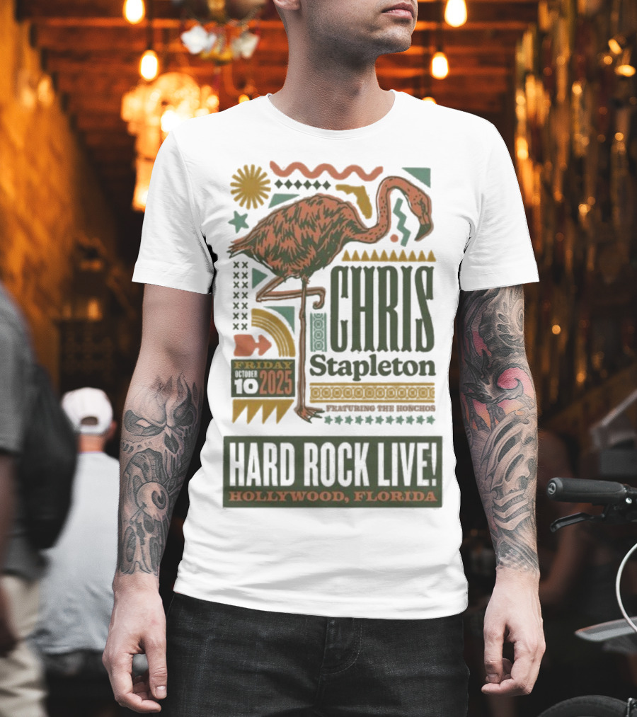 Chris Stapleton Hard Rock Live Hollywood Florida Friday 10 2025 Flamingo T-Shirt