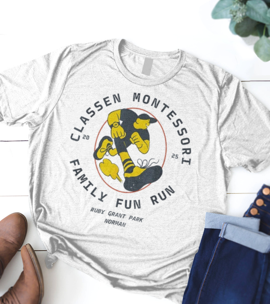 Classen Montessori Family Fun Run 2025 Runnin' Rabbit Ruck Grant Park Norman T-Shirt