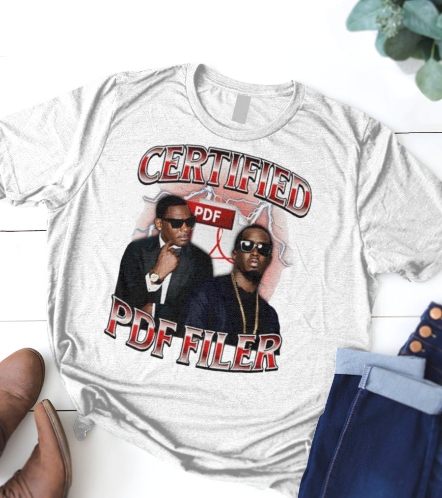 Certified PDF Filer Celebrity Parody With Suits And Sunglasses T-Shirt