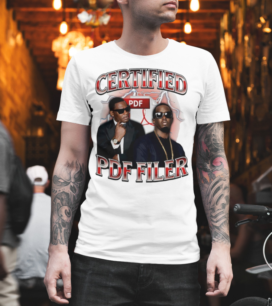 Certified PDF Filer Celebrity Parody With Suits And Sunglasses T-Shirt