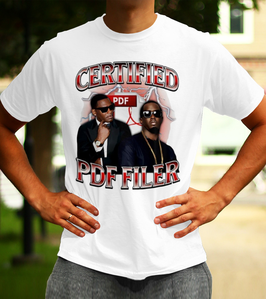 Certified PDF Filer Celebrity Parody With Suits And Sunglasses T-Shirt