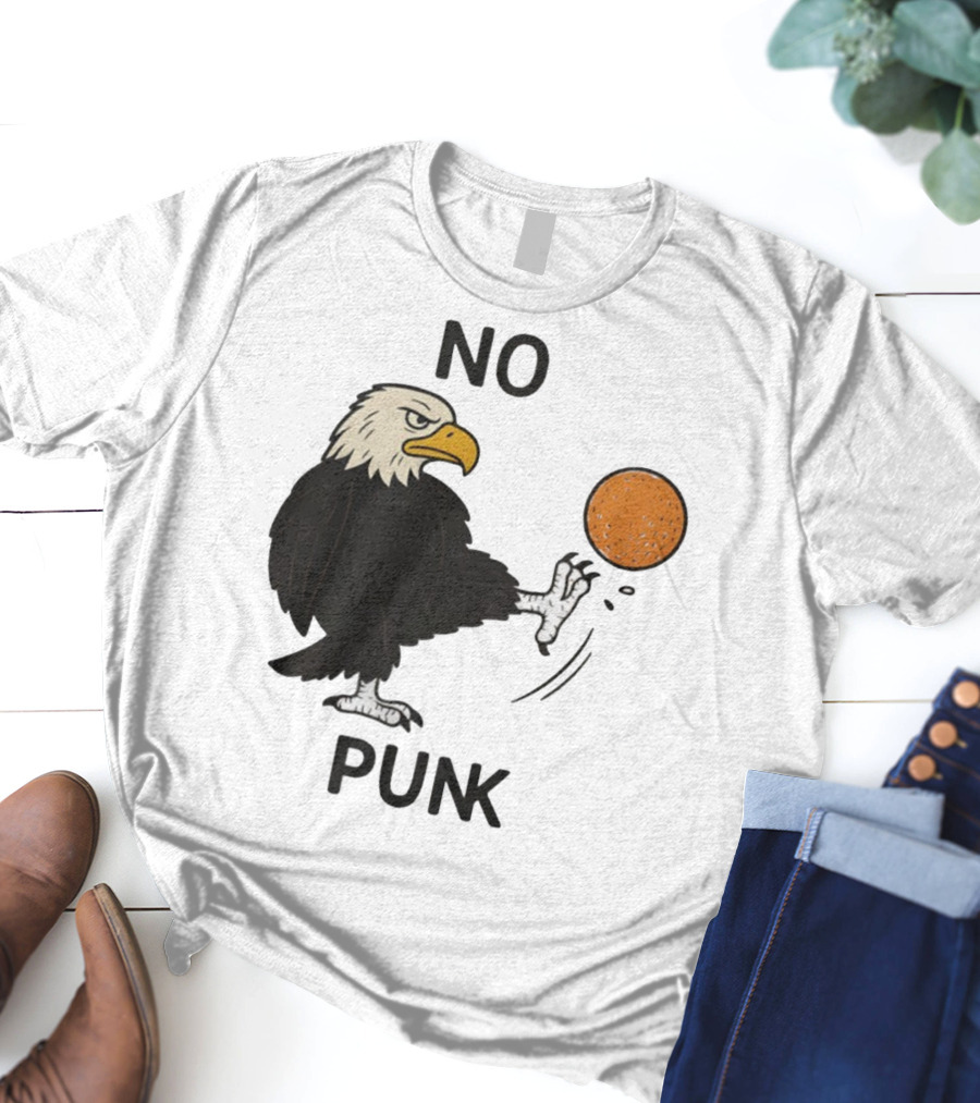 Bald Eagle Kicking Orange Ball No Punk T-Shirt