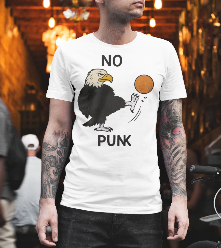 Bald Eagle Kicking Orange Ball No Punk T-Shirt