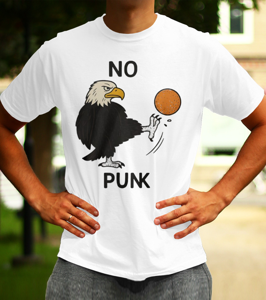 Bald Eagle Kicking Orange Ball No Punk T-Shirt