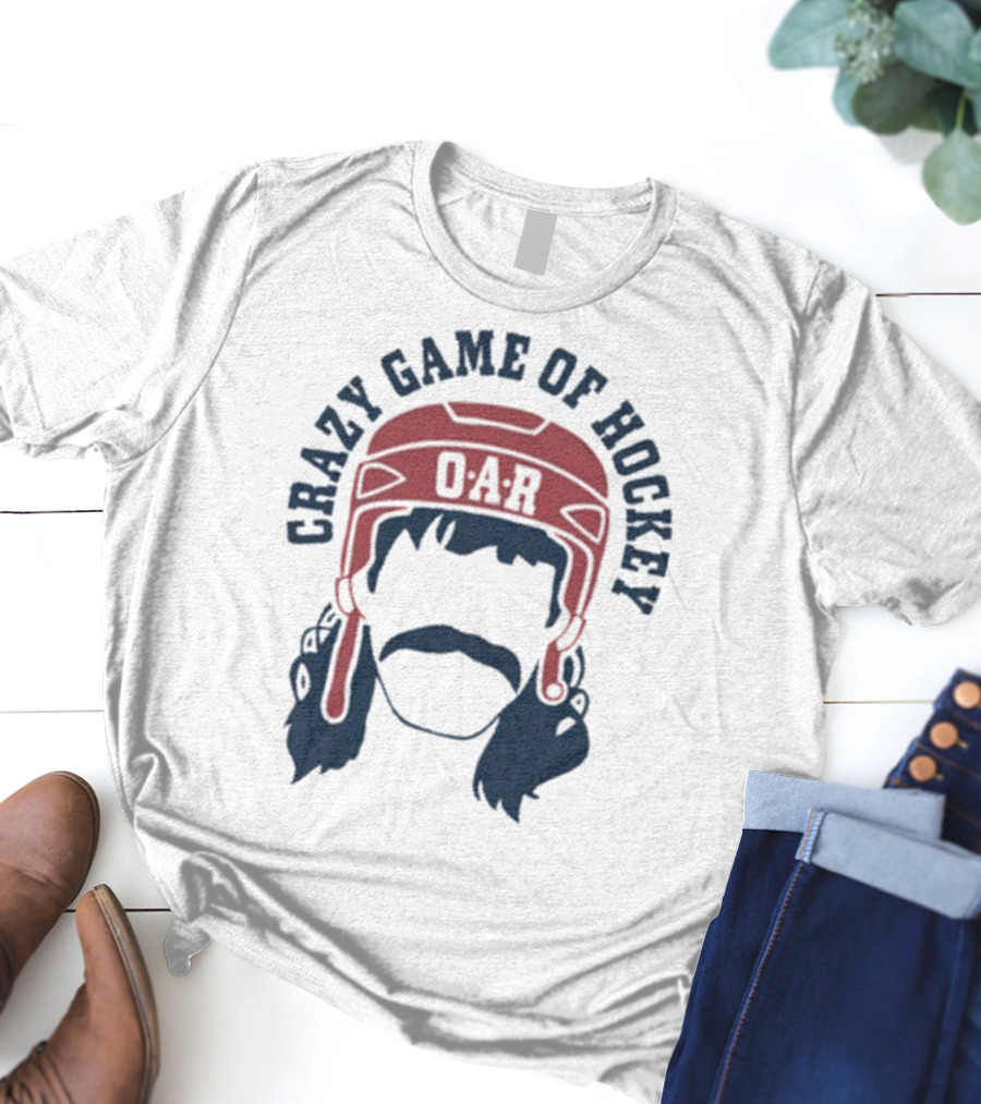 OAR Crazy Game Of Hockey Helmet Retro Style T-Shirt