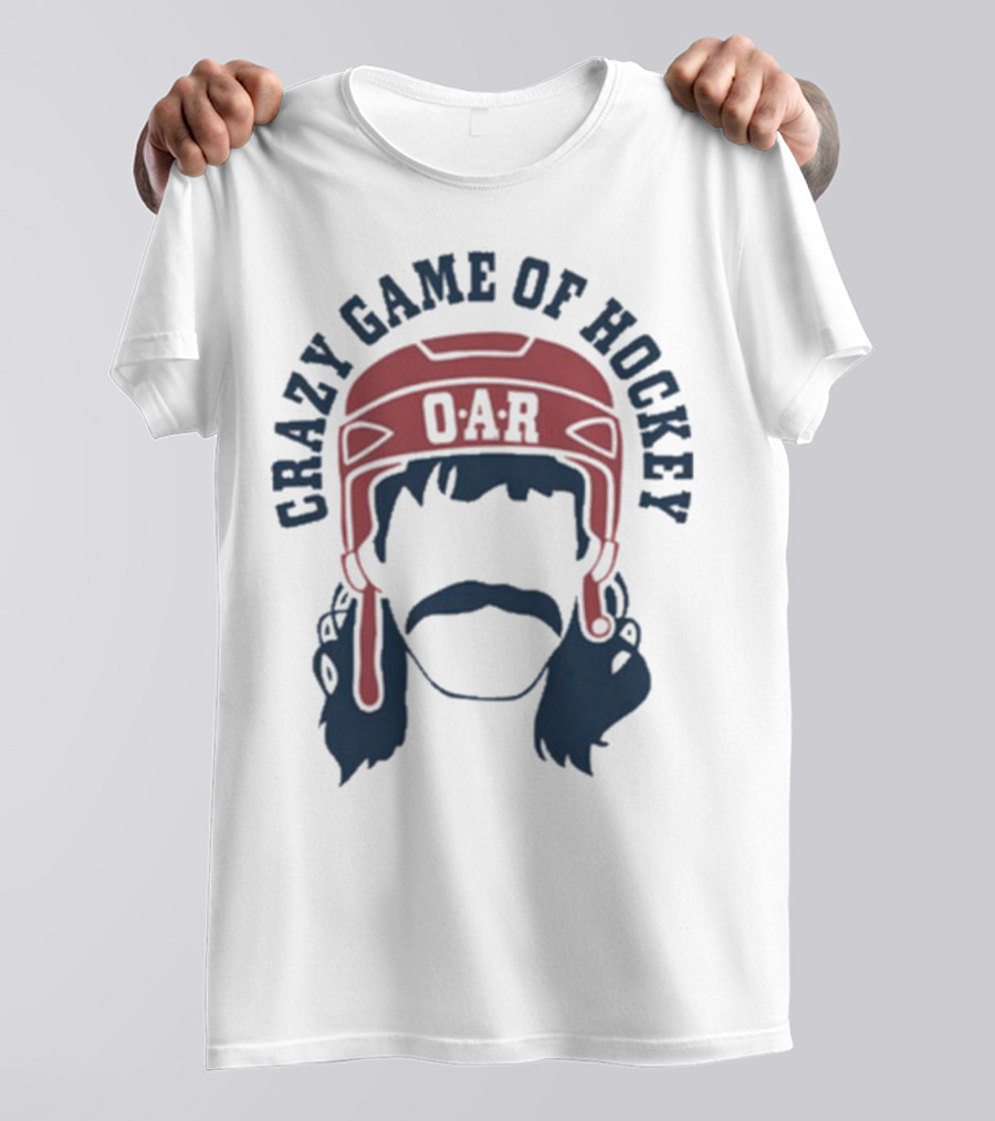 OAR Crazy Game Of Hockey Helmet Retro Style T-Shirt