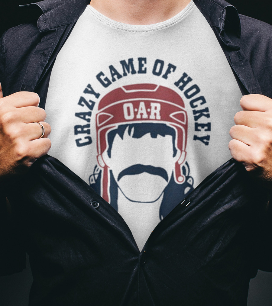 OAR Crazy Game Of Hockey Helmet Retro Style T-Shirt