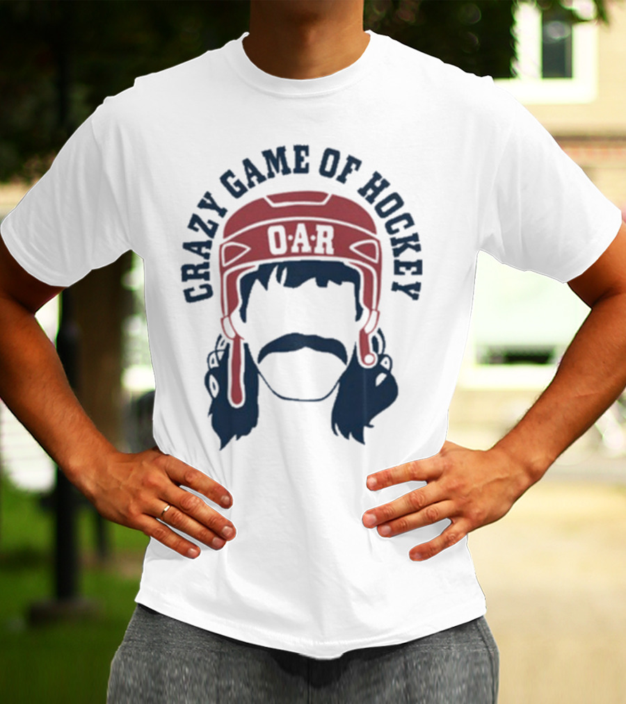 OAR Crazy Game Of Hockey Helmet Retro Style T-Shirt