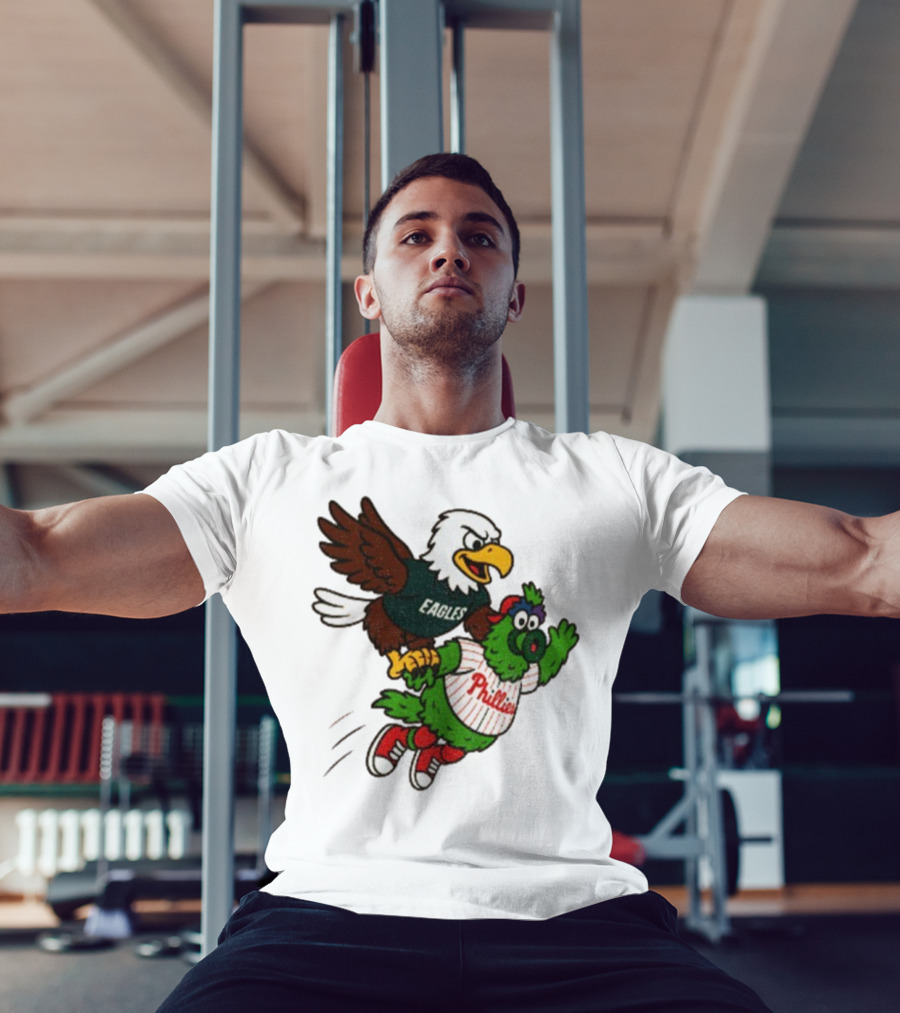 Philadelphia Eagles Swoop And Phillies Phanatic Mascot Team Up Fun T-Shirt