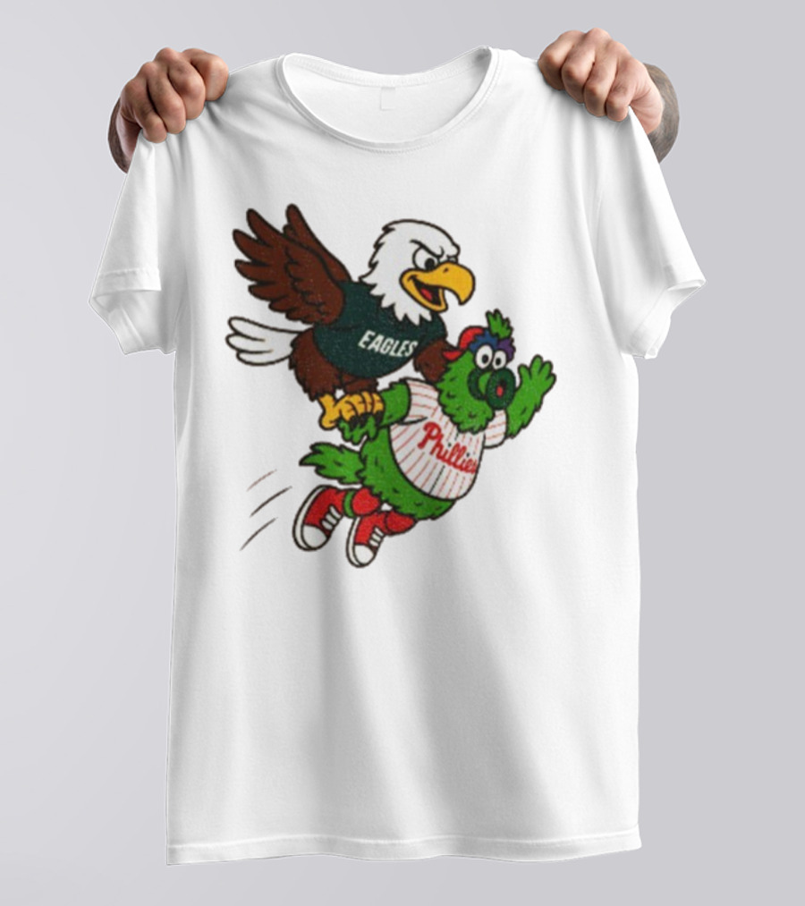 Philadelphia Eagles Swoop And Phillies Phanatic Mascot Team Up Fun T-Shirt