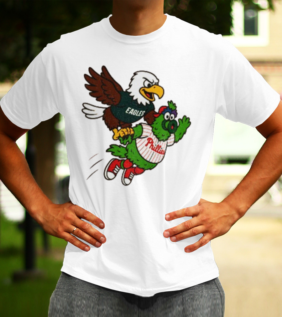Philadelphia Eagles Swoop And Phillies Phanatic Mascot Team Up Fun T-Shirt