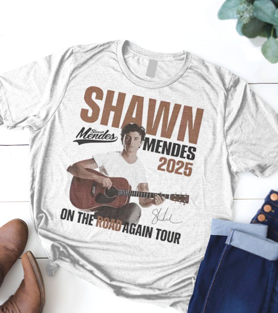 Shawn Mendes 2025 On The Road Again Tour Signature T-Shirt