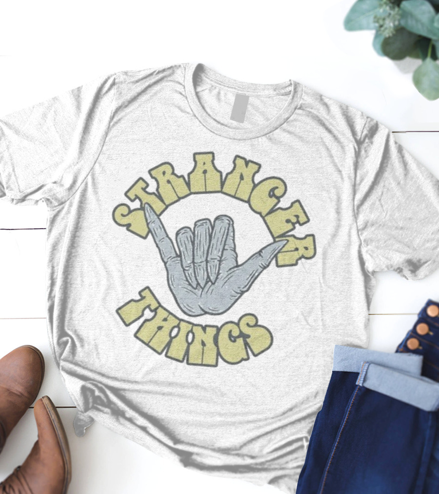 Stranger Things Skull Hand Gesture Graphic T-Shirt