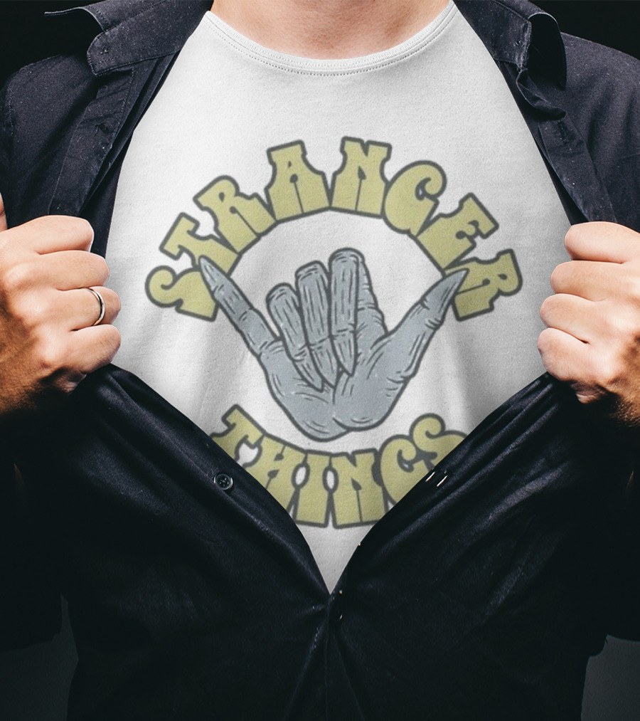 Stranger Things Skull Hand Gesture Graphic T-Shirt